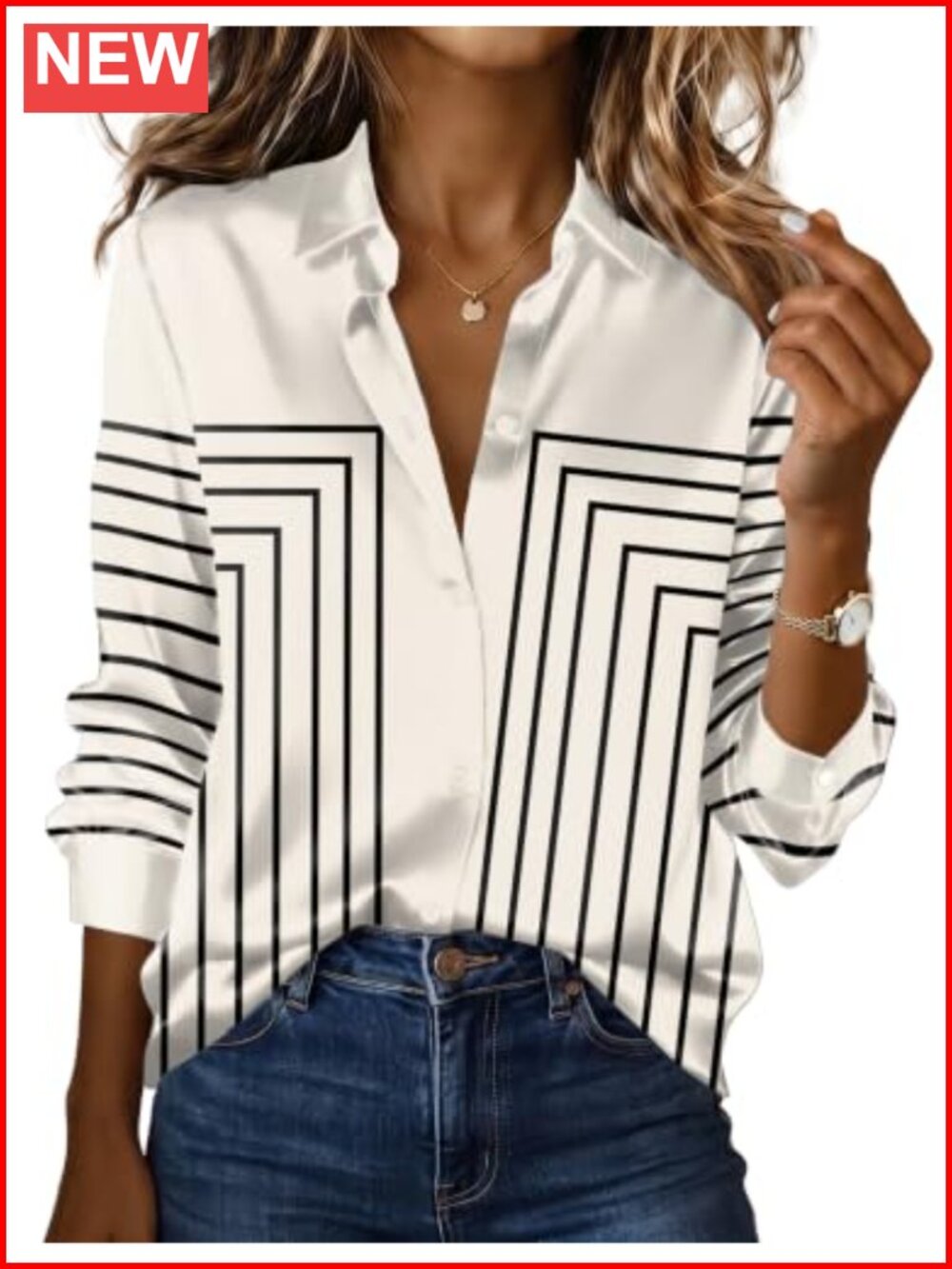 Women's Satin Button Down Shirt Long Sleeve Loose Fit Blouse